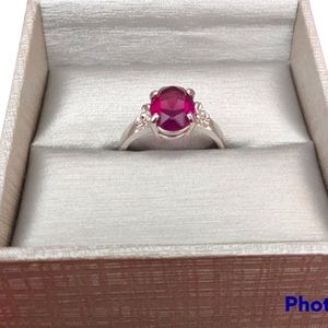 💥SOLD💥Large Amethyst Stone in 18KT White Gold Plated Ring